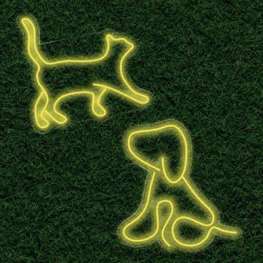 Imagem de Kit Painel Neon Led Cachorro e Gato Pet Shop Amante de Animais - letre