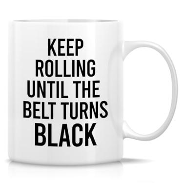 Imagem de Retreez Caneca engraçada de Jiu-Jitsu - Keep Rolling Black Belt - Caneca de café ou chá de cerâmica de 325 ml - Presente sarcástico e bem-humorado para Jiu-Jitsu brasileiro, estudantes de artes