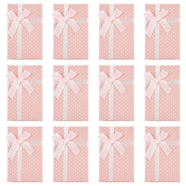 Imagem de FASHEWELRY 12 caixas de nó de laço, caixas de papelão, embalagem de joias, caixa de papel, caixa de joias vazias, caixa de laço coral, caixa de papelão com estampa de bolinhas para pingentes, brincos,