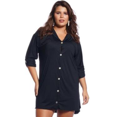 Imagem de Saída de Praia Plus Size Preta Camisa - VANINA NEMER, GG, Preto