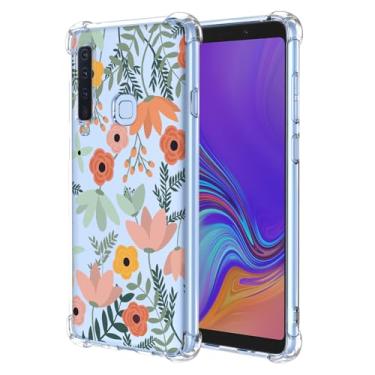 Imagem de JDYGWK Capa para Samsung A9 2018 Galaxy A9s com estampa de flores transparentes, TPU macio fino, leve, à prova de choque, capa protetora para celular para Samsung Galaxy A9 2018, flores verdes