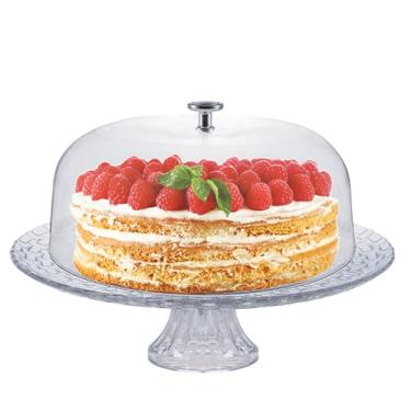 Imagem de Ruvolo Boleira Multiuso, Boleira de Vidro com Tampa e Pé de Vidro Home Special