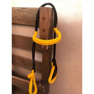 Imagem de Cabeçada De Corda Dupla Grossa Com Testeira Trançada - AF COUROS, Pret