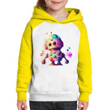 Imagem de Moletom Infantil Robô Colorido - Foca na Moda, Branco, Amarelo, 6