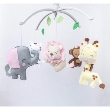 Imagem de mobile giratório musical safári rosa - pequeninos