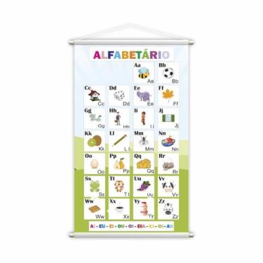 Imagem de Banner Escolar Pedagógico - Alfabetário com Vogais 80x50cm - PlimShop
