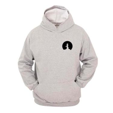 Imagem de Moletom Masculino Canguru Ragor Capuz Estampa Samurai, M, Cinza