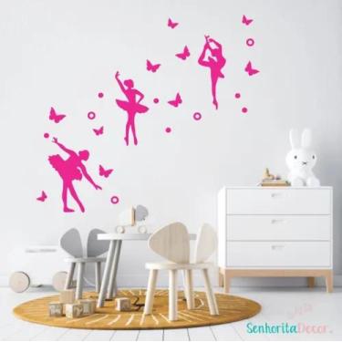 Imagem de Adesivo De Parede Bailarinas Borboletas - pinkie