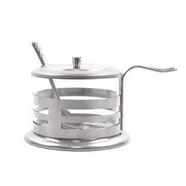 Imagem de Açucareiro De Vidro Com Suporte Inox 250ml - Fratelli