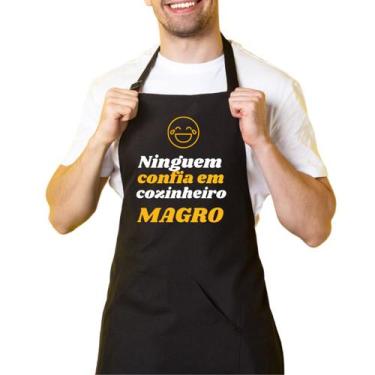 Imagem de Avental De Cozinha Churrasqueiro Preto Cozinheiro Magro - Cine Couple