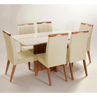 Imagem de Mesa de jantar + 6 cadeiras Paris tampo Atenas 160 cm Bege - Gran Deco