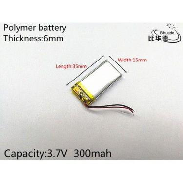 Imagem de Bateria 601535 3.7v 300mah 6mm X 15mm X 35mm 2 Fios - KMIG