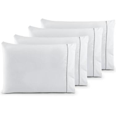 Imagem de Kit 04 Fronhas Percal 200 Fios Ponto Palito 100% Algodão - Raga Decora