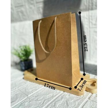 Imagem de 10 Sacolas de Papel Média Kraft 23x17cm - Embalagens Conceito