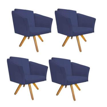 Imagem de Kit 04 Poltrona Cadeira Decorativa  Win Base Giratória Sala de Estar R