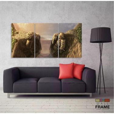Imagem de Quadro Decorativo Naruto Vale Do Fim Mosaico Tecido 3 Peças 120 x 60 c