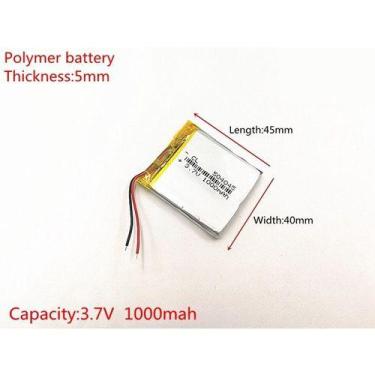Imagem de (2pcs) Bateria 3,7v Com 2 Fios  5mm X 40mm X 45mm 1000mah - KMIG