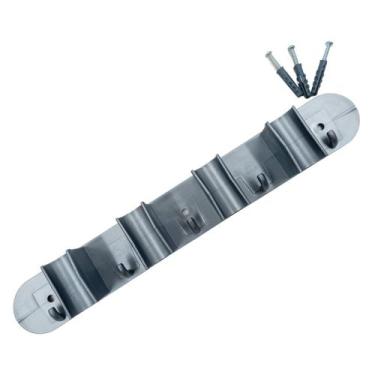 Imagem de Porta Vassoura Parede Com 4 Encaixes E 5 Ganchos - Micromax