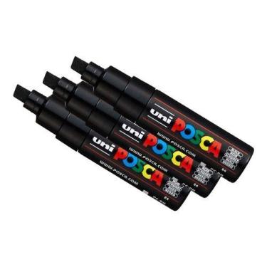Imagem de Kit 6 Canetas POSCA PC-5M e PC-8K Pretas - UNI