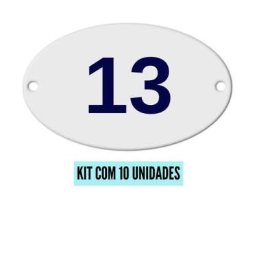 Imagem de Kit Com 10 Números Oval PVC  Numerador 1 ao 20 - Danti, Número 13 - 10