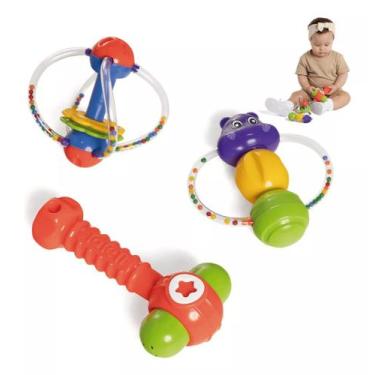 Imagem de Kit 3 Chocalhos Pequenas Descobertas Buzina Bebê - TaTeTi - TA TE TI