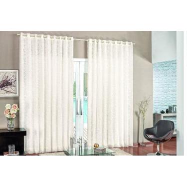 Imagem de Cortina para Varão Simples 4 Metros x 2,80 em Renda e Voal Palha - Ros