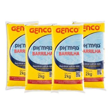 Imagem de Kit 4 Elevador PH Granulado + Barrilha 2kg Genco P/ Piscina