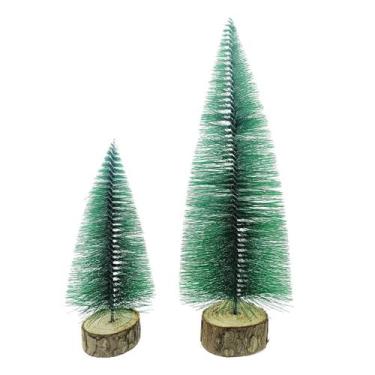 Imagem de Kit Com 2 Mini Arvores de Natal De Mesa Verde 15cm e 25cm - Festas e F