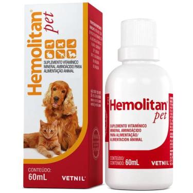 Imagem de Hemolitan Suplemento Vitamínico Pet P/ Todos Animais 60 Ml - Vetnil