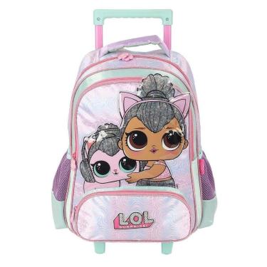 Imagem de Mochila de Rodinhas Sem Alça Luxcel Lol Violeta e Verde-Feminino