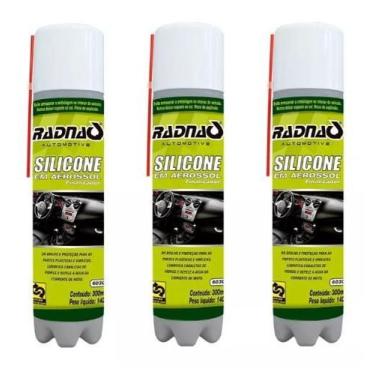 Imagem de Kit 03 Spray Silicone Aerossol Carro Barco Esteira 300ml - RADNAQ