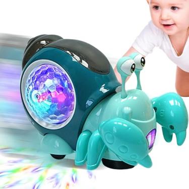 Imagem de Brinquedo de caracol musical iluminado, brinquedos musicais de caracol rastejante, Brinquedo de caracol sensorial iluminado, Evitar automaticamente obstáculos função brinquedo de caracol sensorial int