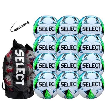 Imagem de SELECT Bola de futebol Spark TB, pacote com 12 com bolsa esportiva e bomba, branco/azul/verde V24, tamanho 5