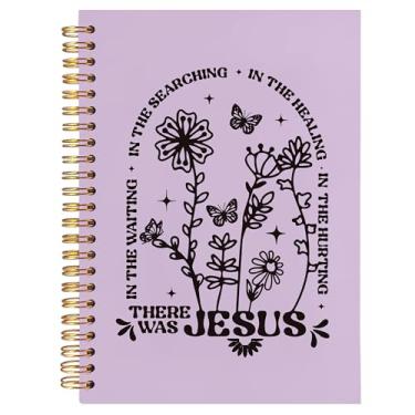 Imagem de BearCake Caderno floral boêmio cristão, presentes cristãos para mulheres, cadernos bíblicos para anotações, caderno de diário bíblico, caderno espiral Where the Jesus capa dura 14 x 21 cm roxo