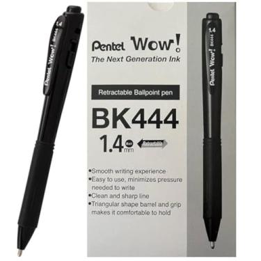 Imagem de Pentel Wow! Caneta esferogr fica retr til super suave, (1,4 mm) linha negrita, barril triangular, tinta preta, pacote com 12