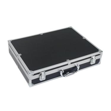 Imagem de Gralara Caixa de ferramentas de liga de alumínio organizadora maleta multifuncional estojo de armazenamento rígido mala de transporte para armazém de viagens, Preto