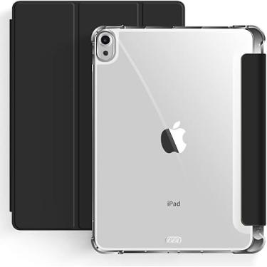 Imagem de Capa PREMIUM iPad Air 4a, 5a e 6a Geração 10.9″ - Suporte para Apple Pencil Fundo Transparente Proteção Total - Anti Impacto/Auto Sleep/Tampa Magnética/Premium Resistente Funcional (Preto)