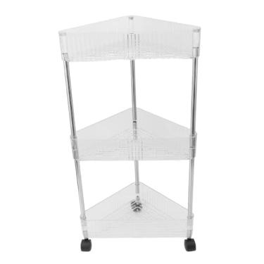 Imagem de Prateleira de Armazenamento de Banheiro, Prateleira de Canto Multicamadas Moderna Com Rodas e Estrutura Estável, Suporte de Grande Capacidade para Casa, Feita de (31,5x23,5x61cm
