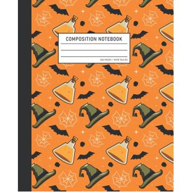 Imagem de Halloween Composition College Wide Ruled | Lined Journal| 7.5x9.25 220 pages| Halloween Bats, Potions, Witches: Notebook Journal for Students| Halloween Gifts