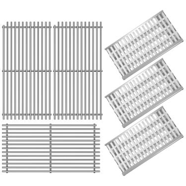 Imagem de Boloda Grelha de aço inoxidável 54801 9 mm com escudo de placa térmica 92911 para peças de churrasqueira DCS 27DBQR, BGA36-BQARL/BQARN, BGA48-BQARL/BQARN, conjunto de 3 pacotes para peças de reposição
