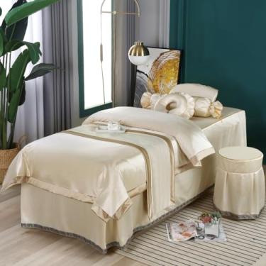 Imagem de JONKMY Conjunto de 7 peças de lençol de mesa de massagem, conjunto de 7 peças, colchas de beleza de alta qualidade, salão de beleza, saia para cama, massagem terapêutica, massagem, massagem, spa,