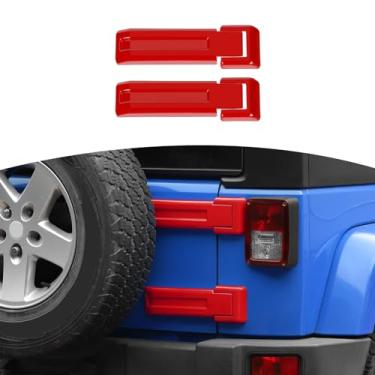 Imagem de RT-TCZ capa de dobradiça para porta traseira de pneu sobressalente para Jeep Wrangler JK e Unlimited (vermelho, pacote com 2)
