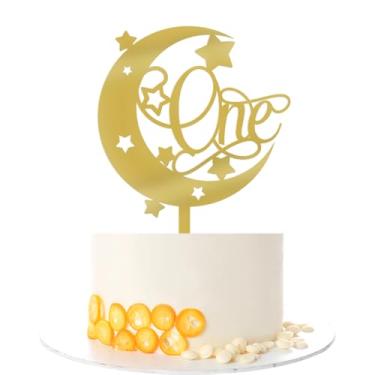 Imagem de Kaoenla Acrylic One Cake Topper,Moon star First Birthday Oh Baby Baby Baptism， New Baby Boy Girl Gender Reveal Party Decor/Props(Moon one 2)
