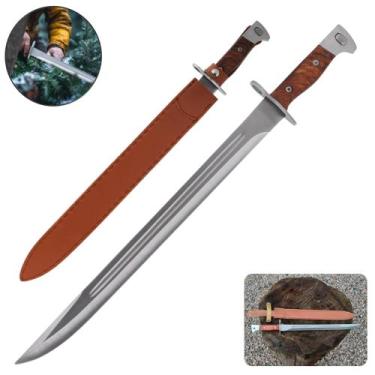 Imagem de Facão Baioneta Russa com Lâmina de Aço Inoxidável e Bainha de Couro SL