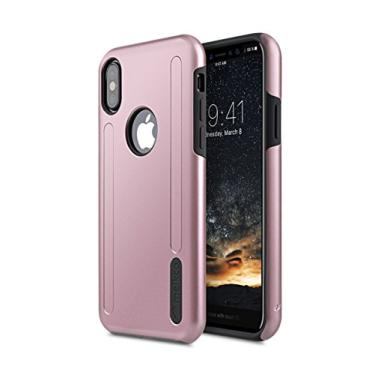 Imagem de Melkco Capa híbrida resistente com teste de queda de nível militar Kubalt Series para Apple iPhone X - (ouro rosa/preto)