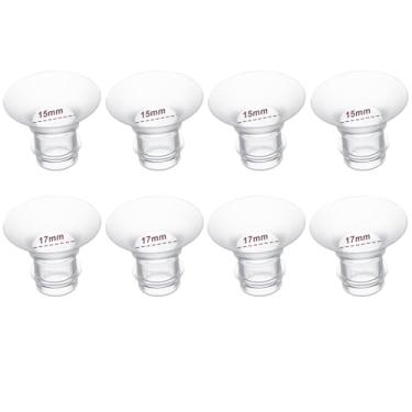 Imagem de JIMOWANG Inserção de Flange 15/17 Mm 8 Peças Compatível com Flange/Escudo de 24 Mm da Maioria Das Bombas, Adequado para Bomba Tira Leite Vestível Momcozy/Medela/Spectra/Tsrete/Paruu, Reduz O Túnel De