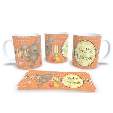 Imagem de Caneca de Porcelana Branca Personalizada Coleção Páscoa Feliz