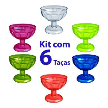 Imagem de Conjunto 6 Copos Taças para Sorvete Plástico Coloridas Arqplast