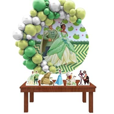 Imagem de Kit Decoração Painel Redondo Festa de Aniversário Infantil Princesa e o Sapo e Principe