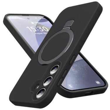 Imagem de KMAMBAG Capa Mag-Ring para Galaxy S24, silicone líquido [fator hidratante] Capa para celular Exreme macia e fina com suporte [compatível com MagSafe] para Samsung Galaxy S24 de 6,2 polegadas homens e